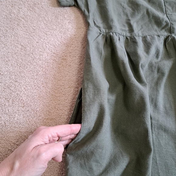 NWT Briggs New York Green Linen Dress Small V-neck Short Sleeved - Picture 15 of 16